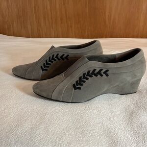 Gray Suede cloth Wedge Slip-On Shoes
